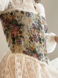 Summer Print Vintage Lace-Up Floral Underbust Corset