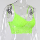 Summer Green Lace Basic Strap Crop Top