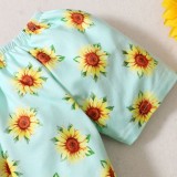 Kids Girl Summer Floral Shirt and Matching Denim Shorts Set
