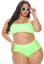 Plus Size Solid Badebekleidung mit hoher Taille