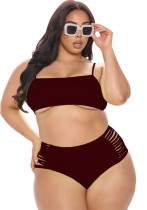 Plus Size Solid Badebekleidung mit hoher Taille