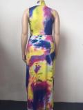 Summer Plus Size Tie Dye Crop Top and Long Skirt Set