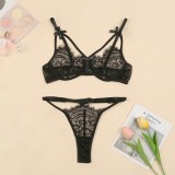 Sexy Black Lace Bra and Panty Lingerie Set
