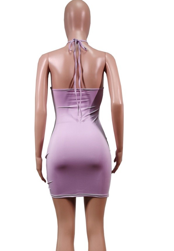 Wholesale Summer Sexy Hollow Out Ruched Strings Halter Mini Club Dress Global Lover 7922