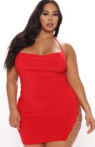 Sommer Sexy Red Hollow Out Halfter Mini Club Kleid