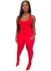Summer Casual Red Vest and Sweatpants 2pc Set