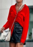 Spring Classy Red Long Sleeve Blouse