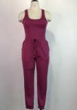 Summer Casual Purple Vest and Sweatpants 2pc Set