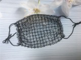 Summer Beaded Fishnet Party Black Face Cover