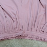 Summer Plus Size Pink High Waist Pleated Wide Trousers
