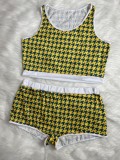 Summer Plus Size Print Vest and Shorts 2pc Set