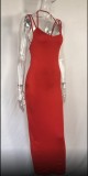 Summer Red Sexy Strap Curvy Long Party Dress