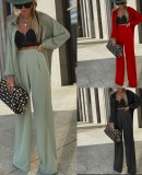 Spring Formal Red Long Sleeve Blouse and Pants 2pc Set