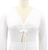 Summer Plus Size High Slit V-Neck Long Maxi Dress with Full Sleeves