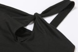 Summer Black Sexy Keyhole One Shoulder Mini Bodycon Dress