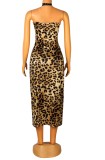 Summer Leopard Print Halter V-Neck Romper Dress