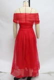Summer Formal Red Strapless High Waist Prom Dress