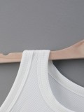 Summer Casual Print White Knit Long Tank Dress