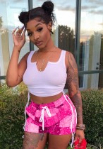 Summer Short White Strings Vest and Print Shorts 2 Piece Set
