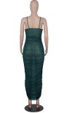 Summer Formal Green Sexy Ruched Strap Long Dress