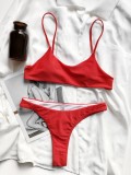 Two-Piece Red Sexy Thong Strap Swimwear