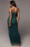 Summer Formal Green Sexy Ruched Strap Long Dress