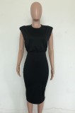 Summer Formal Black Sexy Crop Top and Pencil Skirt Set