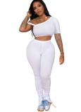 Summer White Sexy Bodycon Crop Top and Pants Set