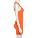 Summer Sexy Orange Knit Slim Mini Club Dress