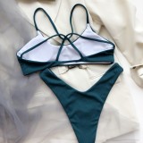 Two-Piece Blue Hollow Out Sexy Swimwear