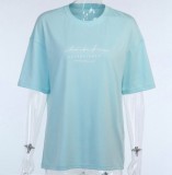 Summer Casual Blue Print Shirt and Biker Shorts 2PC Set