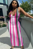 Sommer Multicolor Stripes Long Tank Kleid