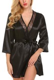 Summer Black Sexy Nightgown and Panty Lingerie Set