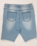 Summer Blue Cut Out High Waist Fit Denim Shorts