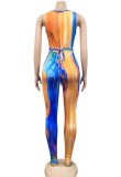 Summer Multicolor Cut Out Sexy Sleeveless Bodycon Jumpsuit