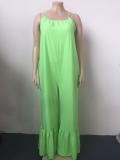 Summer Plus Size Casual Green Strap Bell Jumpsuits