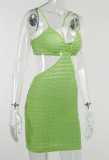 Summer Green Cut Out Strap Mini Dress