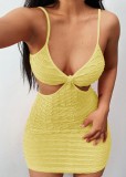 Summer Yellow Cut Out Strap Mini Dress
