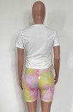 Summer Casual Shirt and Matching Tie Dye Shorts 2 Piece Set