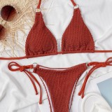 Summer Two-Piece Red Strings Halter Swimwear