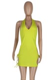 Summer Green Cut Out Sexy Strings Halter Bodycon Dress