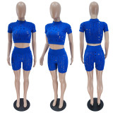 Summer Sexy Hollow Out Bodycon Crop Top and Shorts 2PC Set