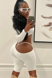 Summer Sexy White Cut Out One Shoulder Bodycon Rompers