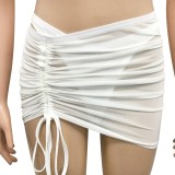 Summer White Sexy Three-Piece Skirt Set