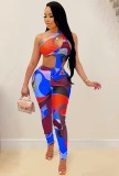 Summer Sexy Multicolor Cut Out One Shoulder Bodycon Jumpsuit