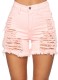 Summer Plus Size Pink Ripped High Waist Denim Shorts