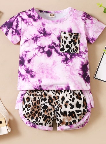 2 delige shorts set met zomerse tie-dye print voor meisjes