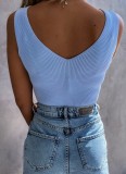 Summer Blue Knit Basic Vest