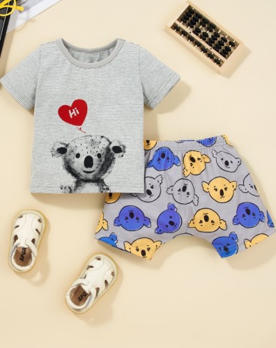 Conjunto de shorts de 2 peças com estampa de animal de verão para bebê menina