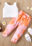 Baby Girl Summer White Shirt and Tie Dye Pants 2 Piece Set
